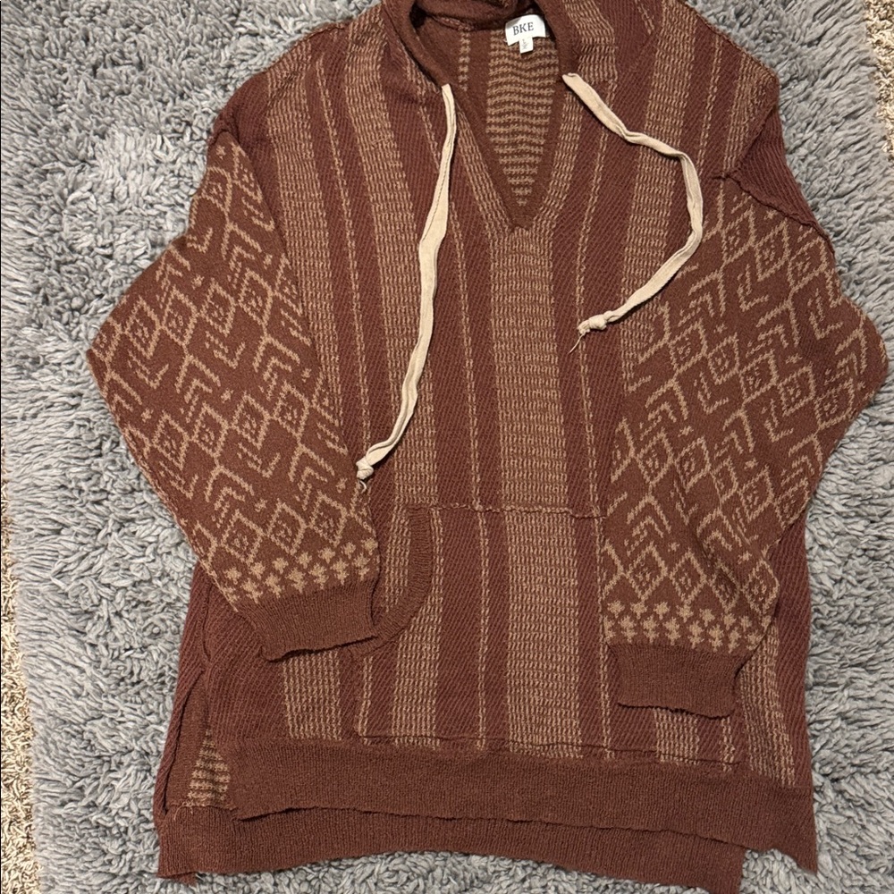 Women’s V-Neck Brown Patterned Sweater